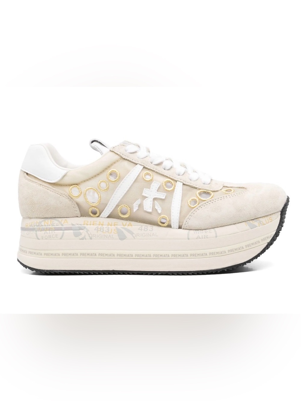 Premiata Beth Sneakers US 7 Light Beige Platform - NEW with box